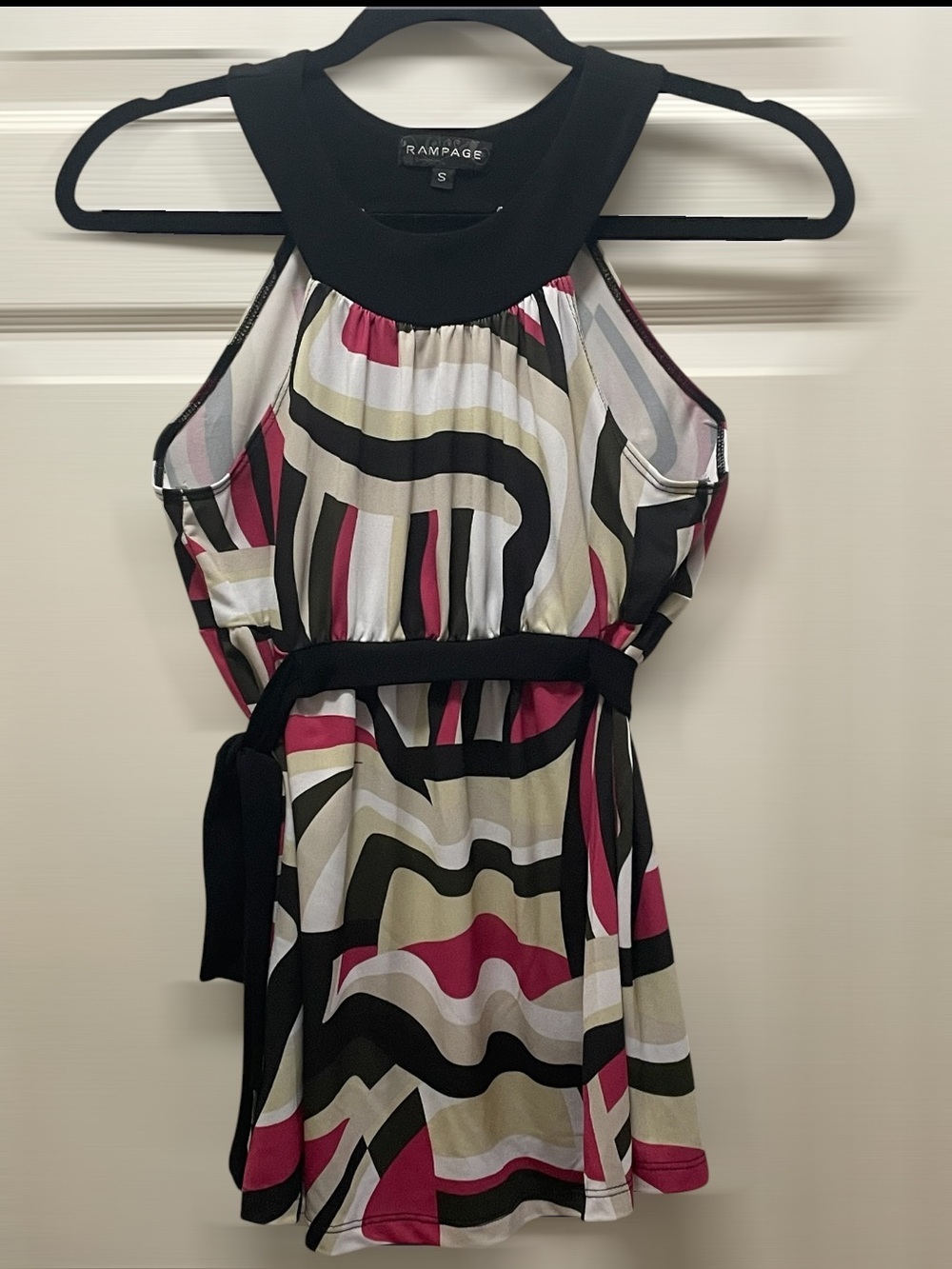Rampage Multicolor Abstract Top with Black Belt